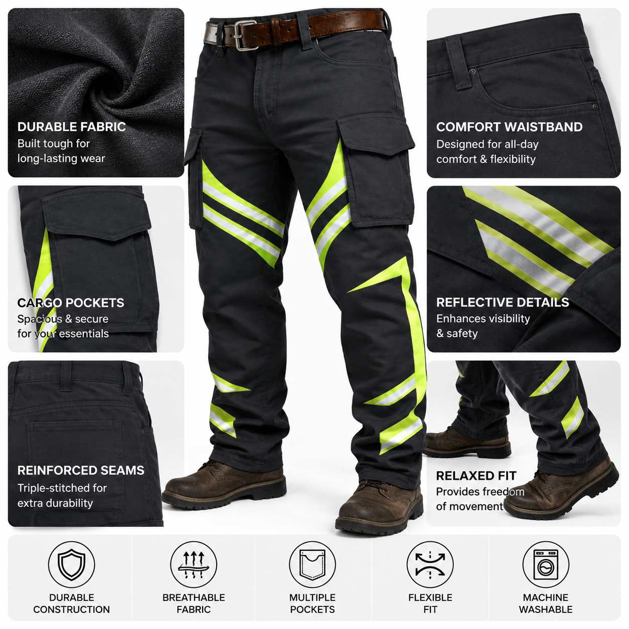 Men's Casual Button Long Pants with Pockets