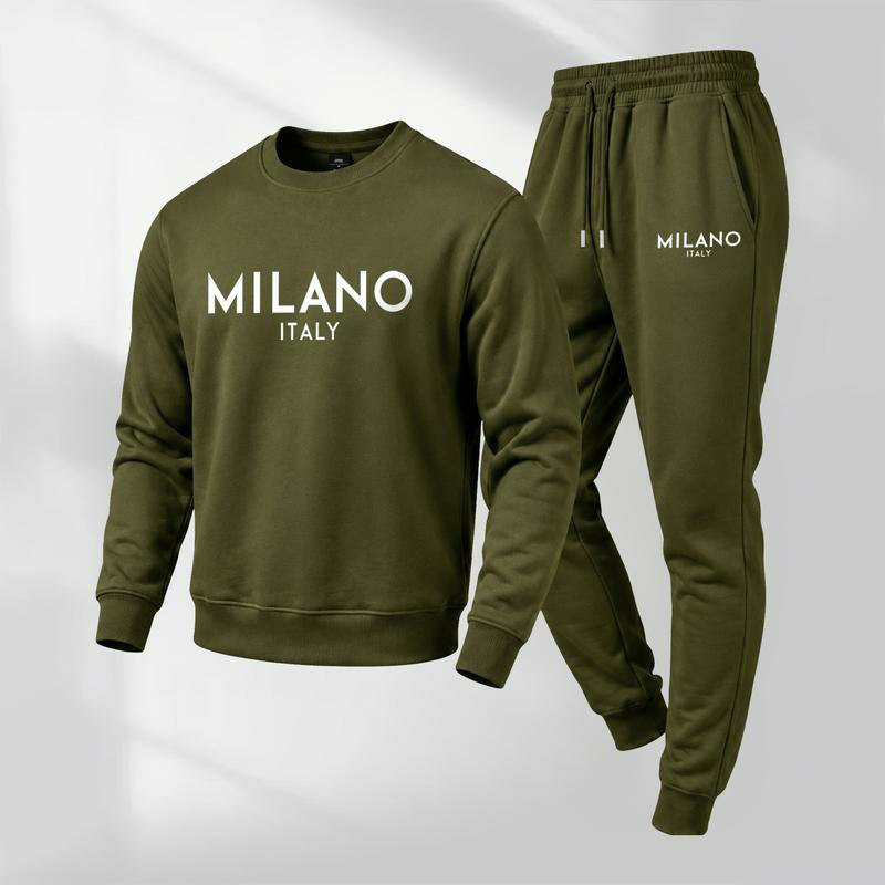 Men's Printed Hoodie and Drawstring Sweatpants Set
