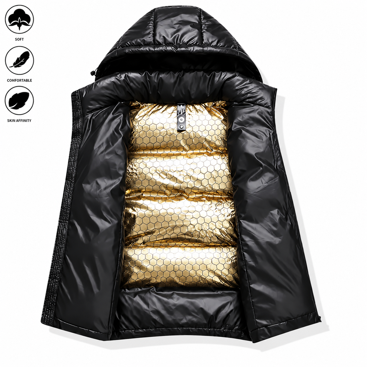 Men's Woven Puffer Vest - Minimalist Plain Mock Neck Sleeveless Pull-On