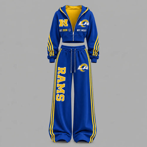 Los Angeles Rams-Unisex Loose-Short zip-up sweatshirt set