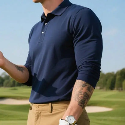 Men’s Lightweight Long Sleeve Polo Shirt Set of 5 in Multiple Colors