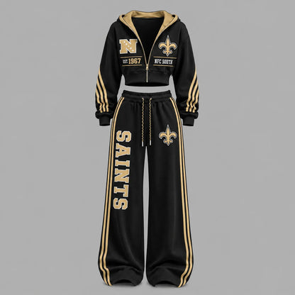 New Orleans Saints-Unisex Loose-Short zip-up sweatshirt set