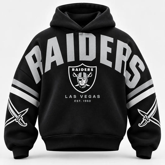 LAS VEGAS RAIDERS AIRY CLOUD FEEL OVERSIZED FOOTBALL GRAPHIC HOODIE