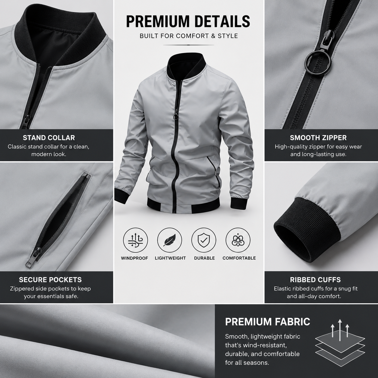 Men's Fashion Zip Up Coats