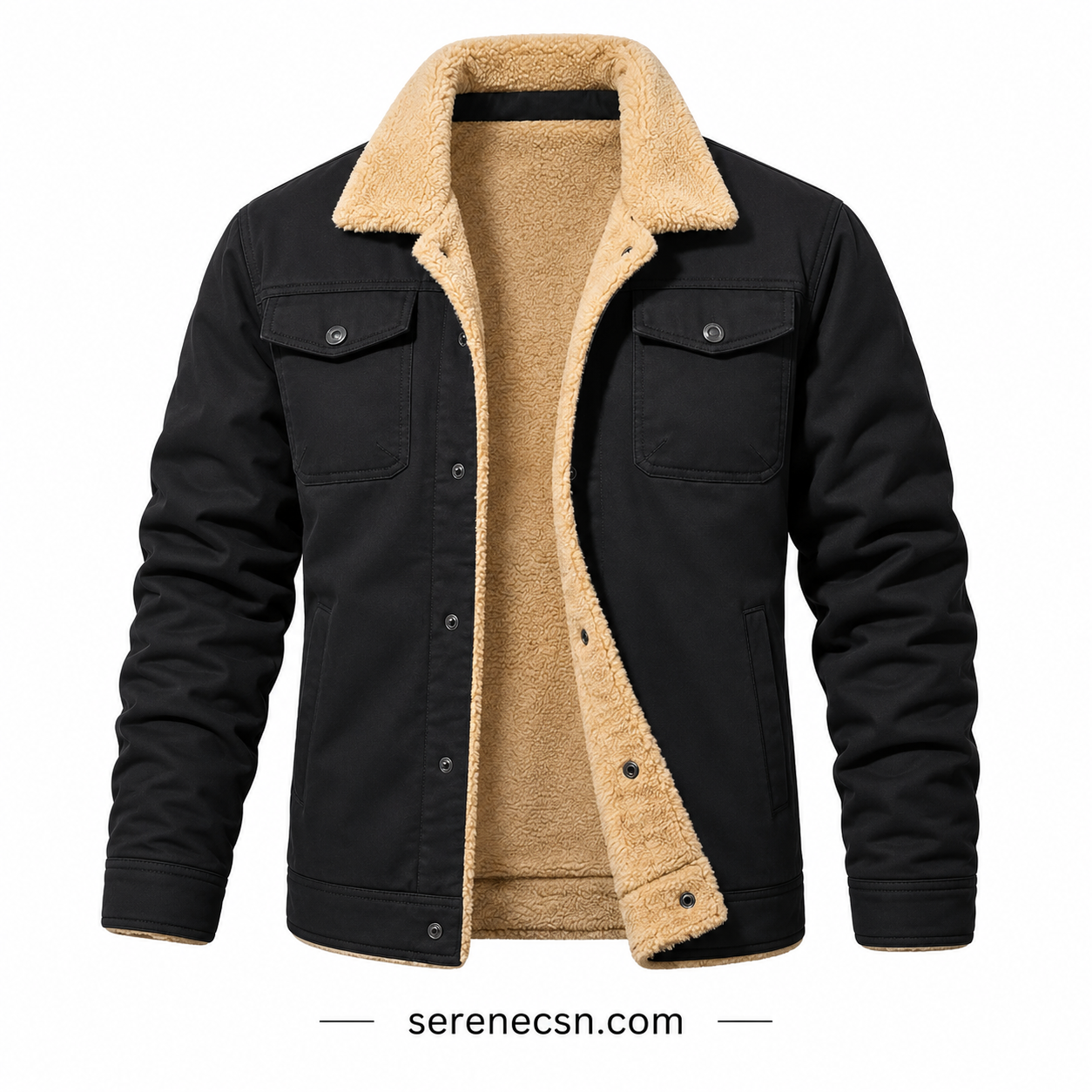 Men's Sherpa-Lined Winter Trucker Jacket Serenecsn