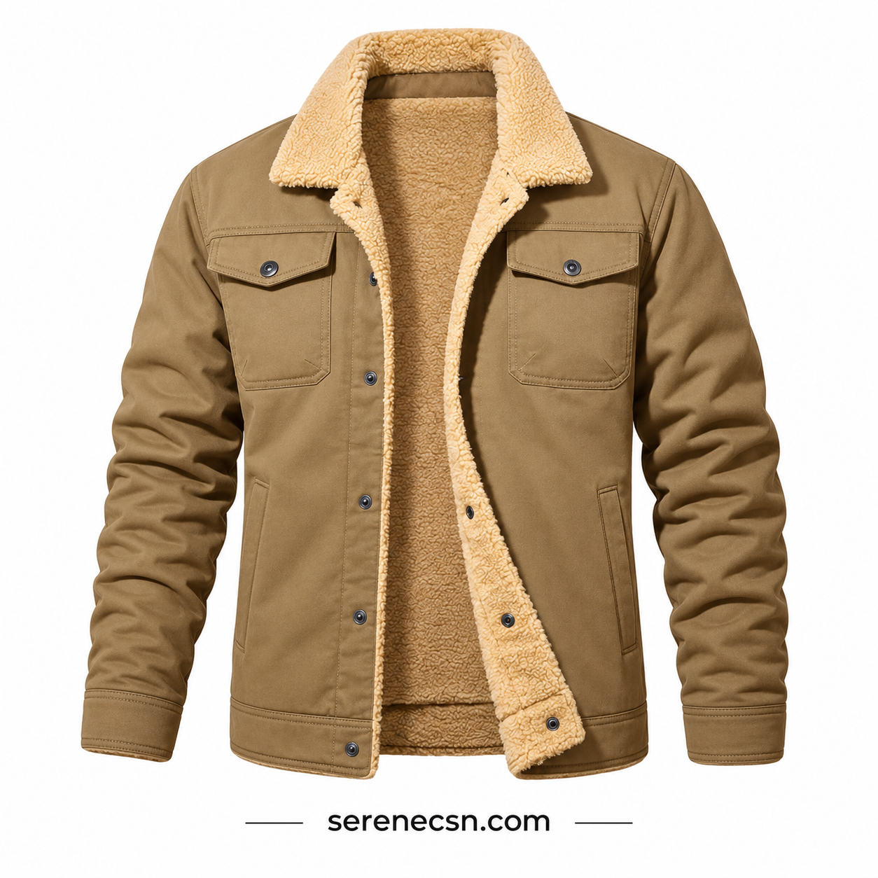 Men's Sherpa-Lined Winter Trucker Jacket Serenecsn