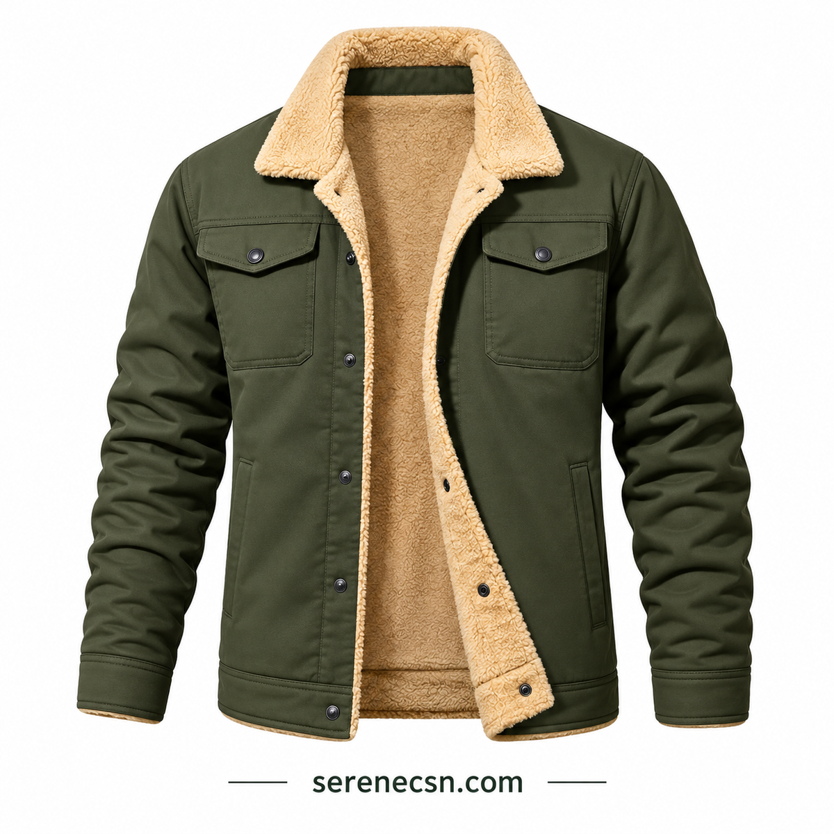 Men's Sherpa-Lined Winter Trucker Jacket Serenecsn