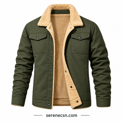Men's Sherpa-Lined Winter Trucker Jacket Serenecsn