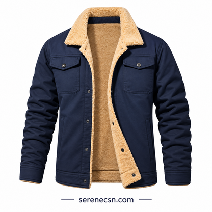 Men's Sherpa-Lined Winter Trucker Jacket Serenecsn