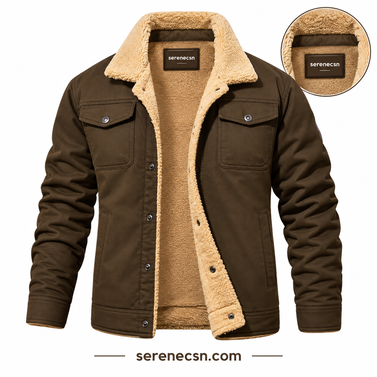 Men's Sherpa-Lined Winter Trucker Jacket Serenecsn