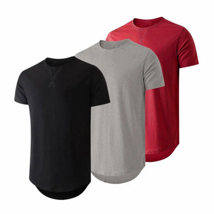 Mens  Cotton Hipster Hip Hop Longline Crewneck T-Shirt