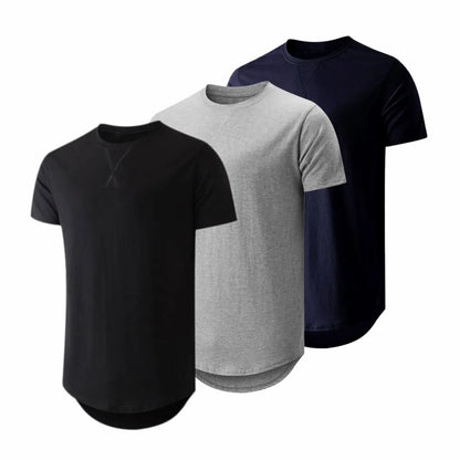Mens  Cotton Hipster Hip Hop Longline Crewneck T-Shirt