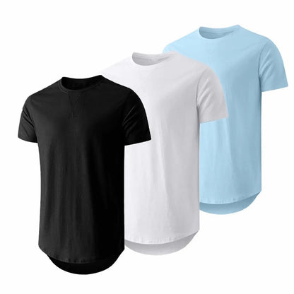 Mens  Cotton Hipster Hip Hop Longline Crewneck T-Shirt