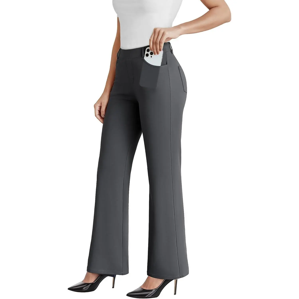 Women's High-Waisted Stretchy Casual Pocket Pants
