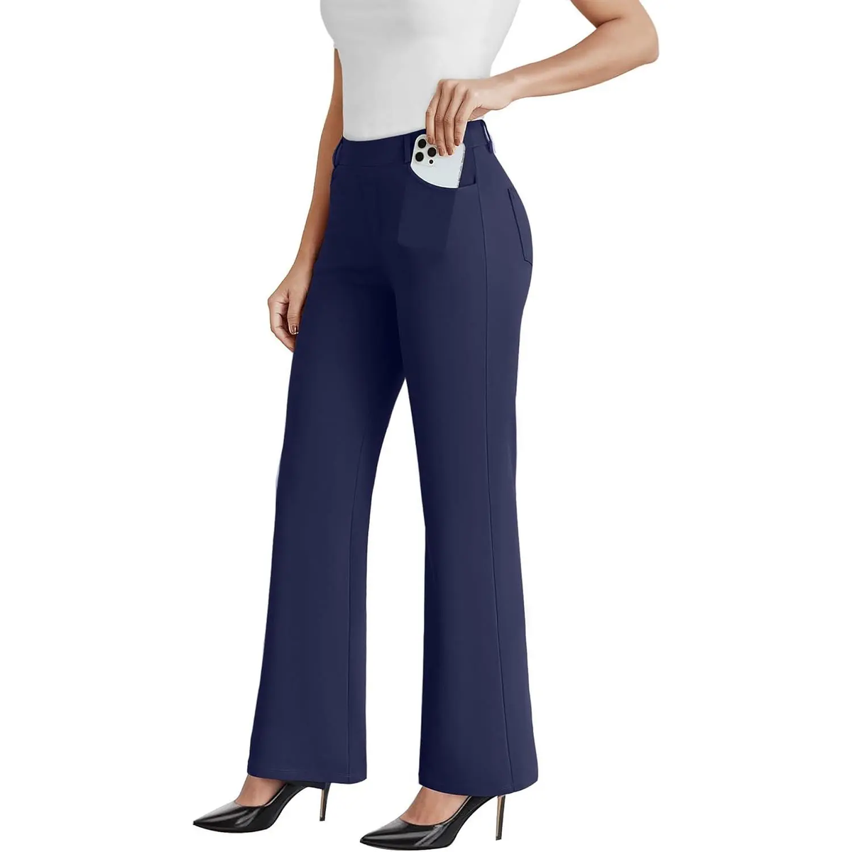 Women's High-Waisted Stretchy Casual Pocket Pants