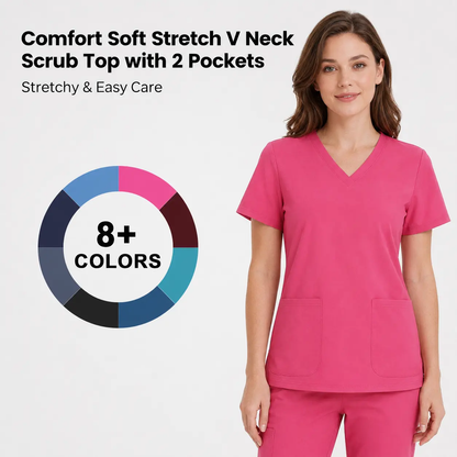 Women V Neck Shirt with 2 Pockets