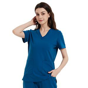 Women V Neck Shirt with 2 Pockets