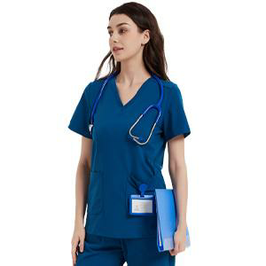 Women V Neck Shirt with 2 Pockets