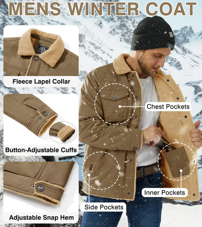 Men's Sherpa-Lined Winter Trucker Jacket Serenecsn