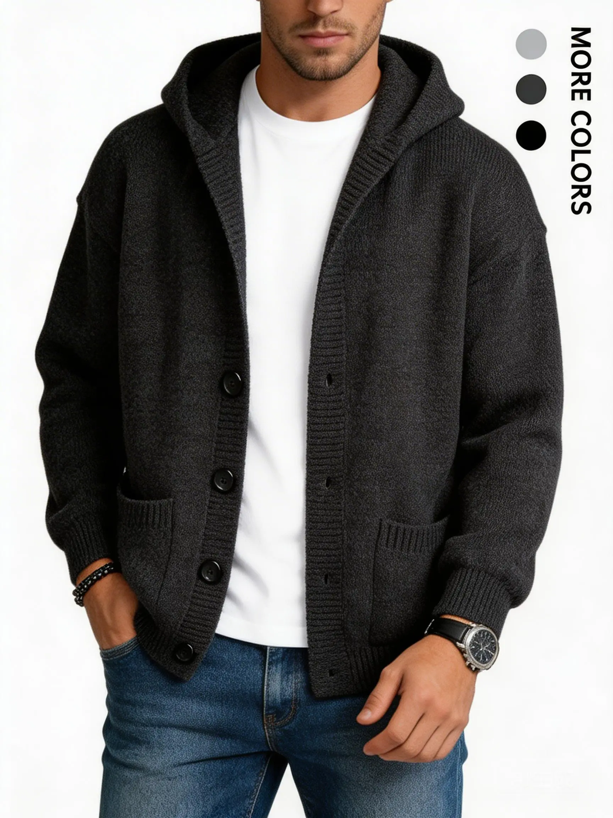 Men's Heavyweight Button Hooded Sweatshirt serenecsn