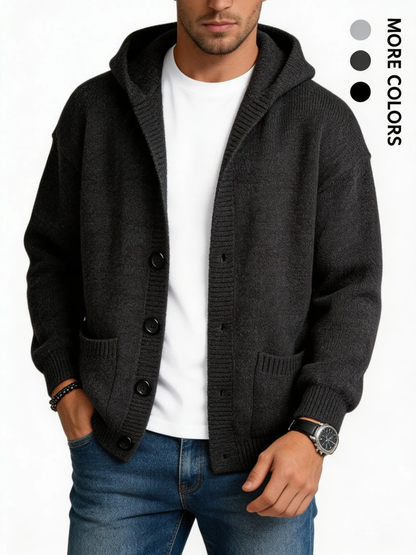 Men's Heavyweight Button Hooded Sweatshirt serenecsn