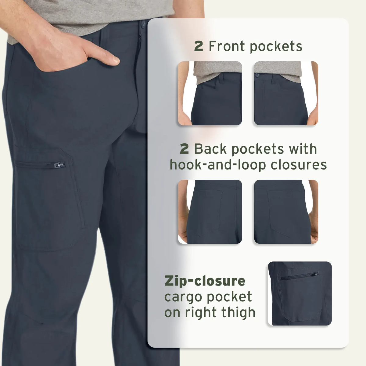 Men's Water-Repellent Stretch Hiking Pants with UPF 50+