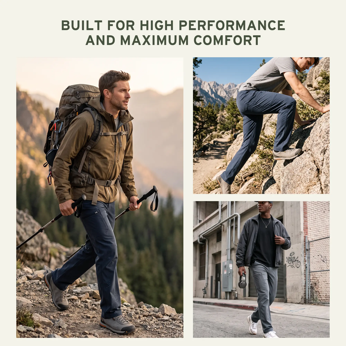Men's Water-Repellent Stretch Hiking Pants with UPF 50+