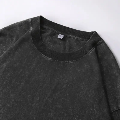 Men's Oversized Washed Distressed Cotton Long-Sleeve Crewneck T-Shirt