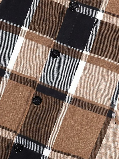 Men’s Plaid Longline Coat – Casual Button-Up Jacket
