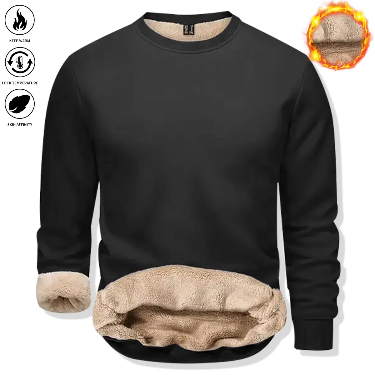 Men's Fleece-Lined Warm Pullover Sweatshirt