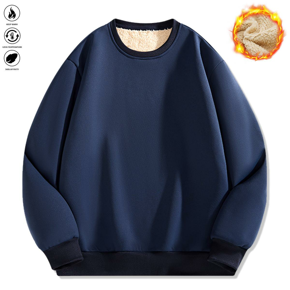 Men's Fleece-Lined Warm Pullover Sweatshirt
