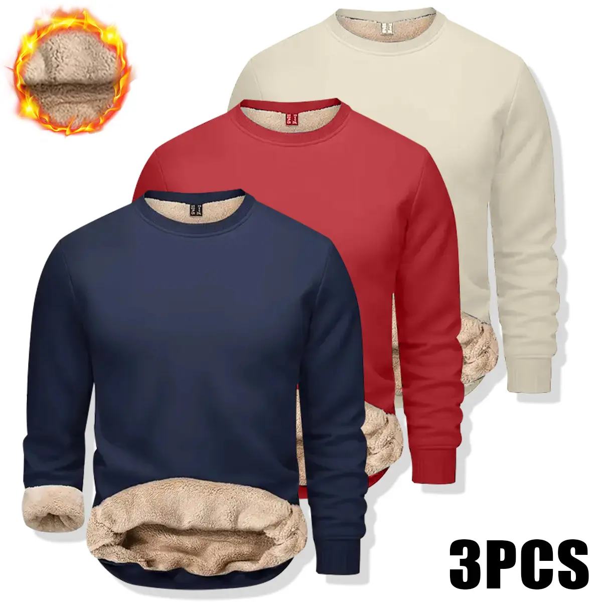 Men's Fleece-Lined Warm Pullover Sweatshirt