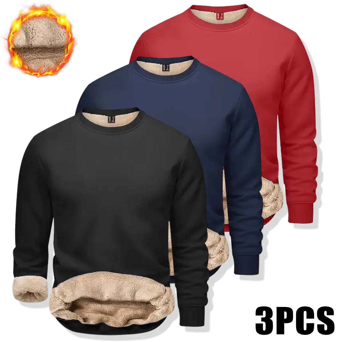 Men's Fleece-Lined Warm Pullover Sweatshirt