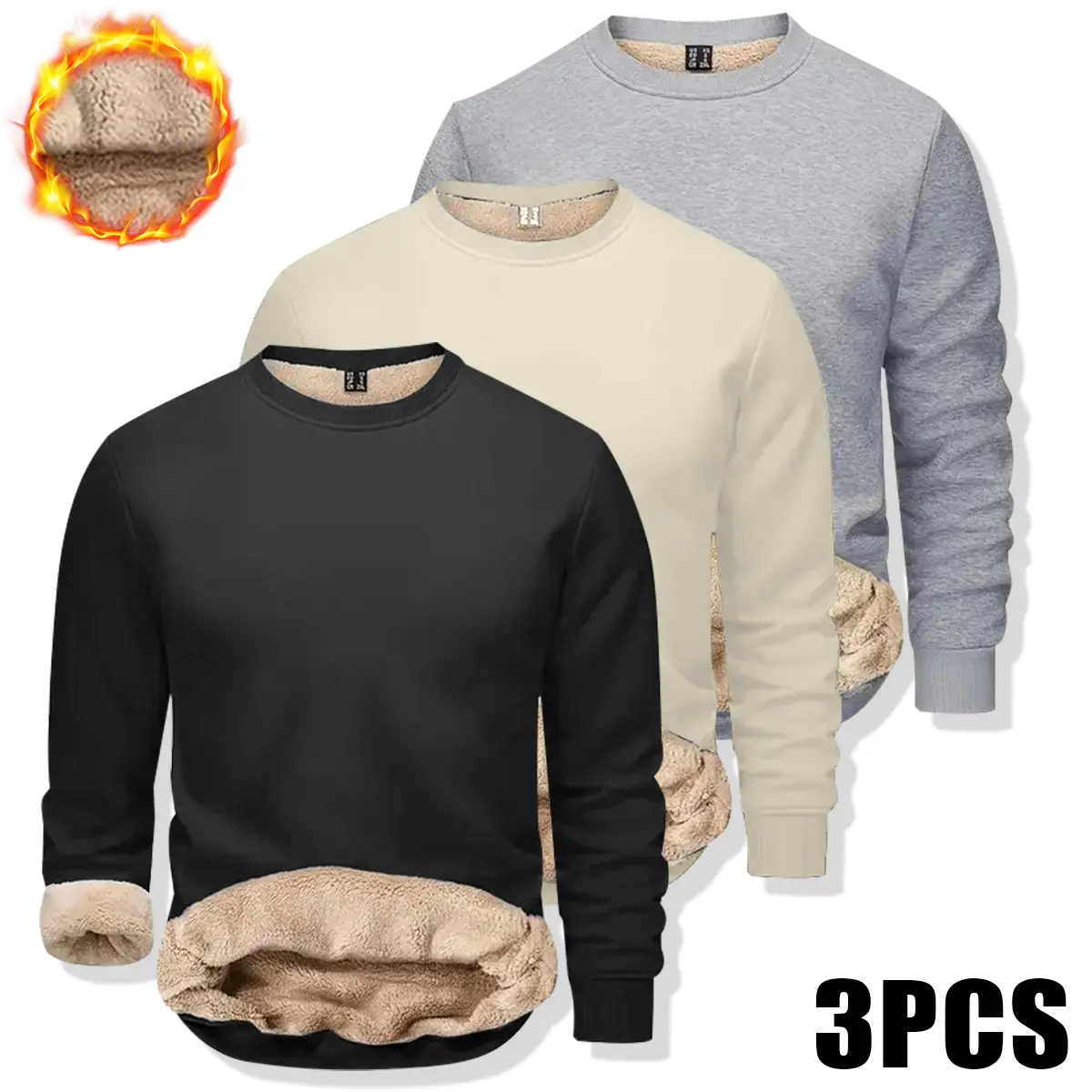 Men's Fleece-Lined Warm Pullover Sweatshirt