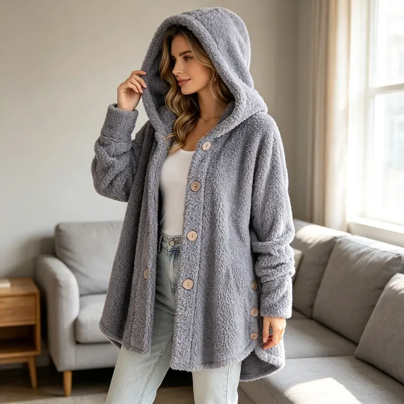Women's 2026 Winter European-American Plush Round Neck Coats
