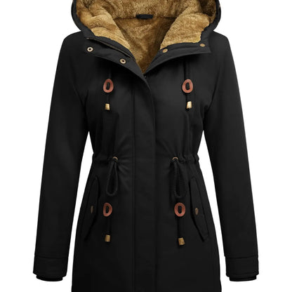 Women's Fleece Parka Jacket, Hooded, Long Warm
