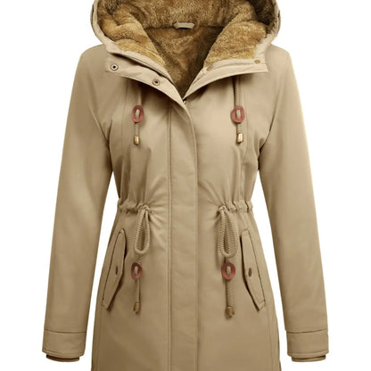 Women's Fleece Parka Jacket, Hooded, Long Warm