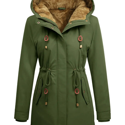 Women's Fleece Parka Jacket, Hooded, Long Warm