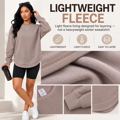 Women's Lightweight Crewneck Pullover, Relaxed Oversized Long Sleeve Top
