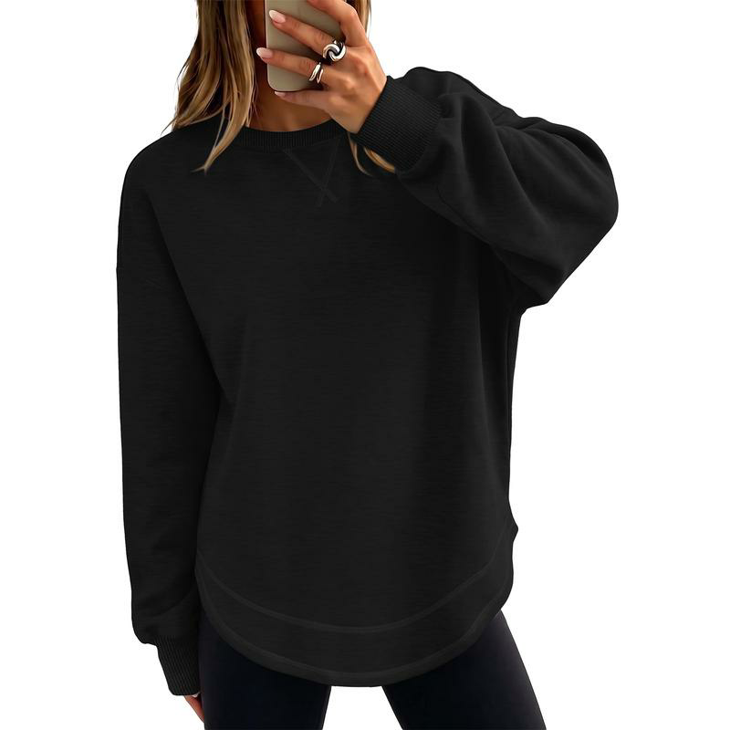 Women's Lightweight Crewneck Pullover, Relaxed Oversized Long Sleeve Top