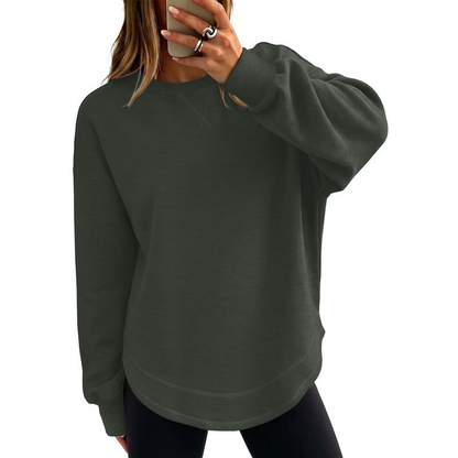 Women's Lightweight Crewneck Pullover, Relaxed Oversized Long Sleeve Top
