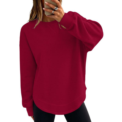 Women's Lightweight Crewneck Pullover, Relaxed Oversized Long Sleeve Top