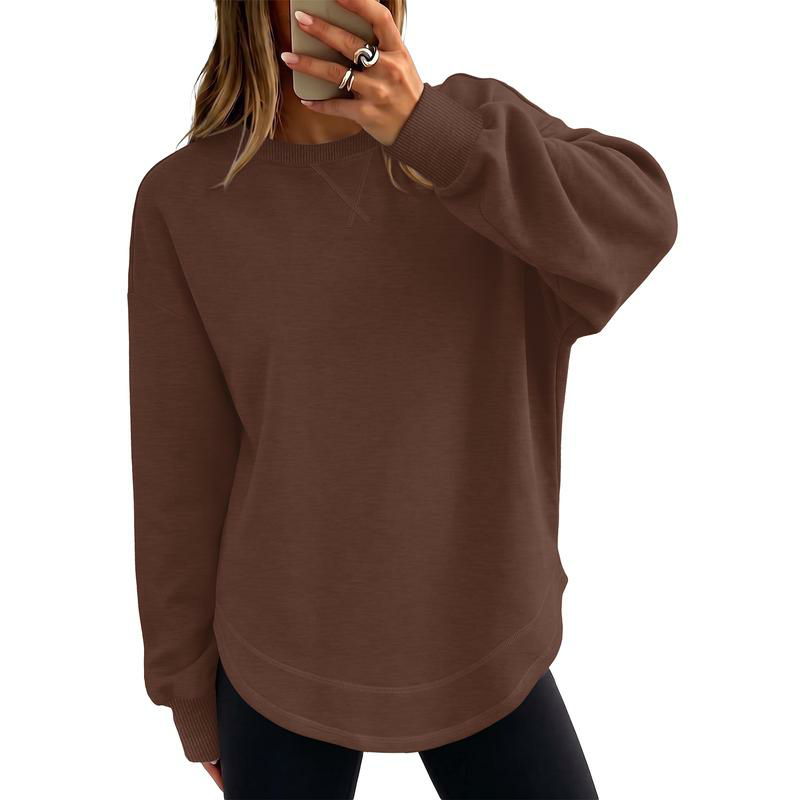 Women's Lightweight Crewneck Pullover, Relaxed Oversized Long Sleeve Top