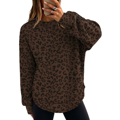 Women's Lightweight Crewneck Pullover, Relaxed Oversized Long Sleeve Top