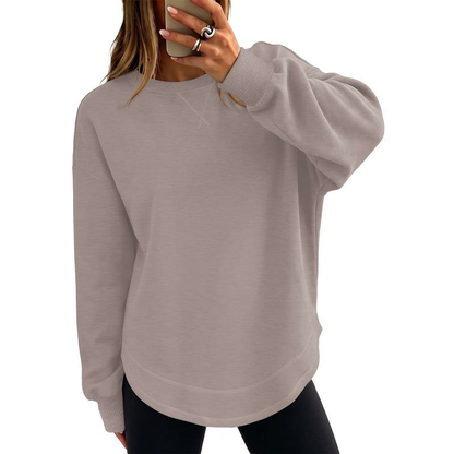 Women's Lightweight Crewneck Pullover, Relaxed Oversized Long Sleeve Top