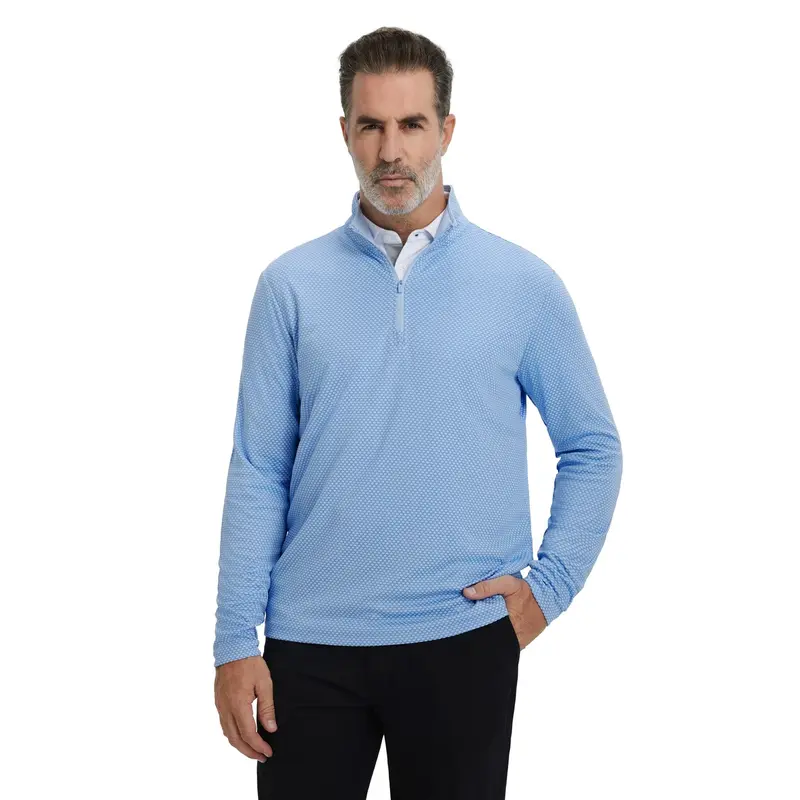 Quarter Zip Pullover Men Jacquard Dry Fit Moisture