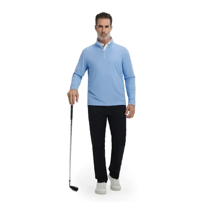 Quarter Zip Pullover Men Jacquard Dry Fit Moisture