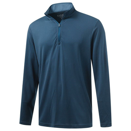 Quarter Zip Pullover Men Jacquard Dry Fit Moisture