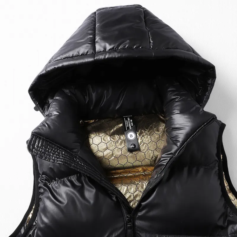 Men's Woven Puffer Vest - Minimalist Plain Mock Neck Sleeveless Pull-On