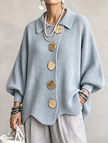 Women French Lapel Knit Cardigan